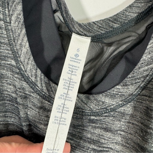 Lululemon Work The Circuit Tank Top Built In Bra Black Heathered Grey - Picture 4 of 6